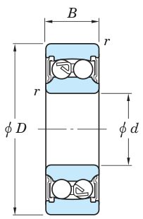 Koyo 2202 2RS — catalogue drawing of the self-aligning ball bearing family