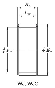 Koyo WJ-162120 — catalogue drawing of the needle roller bearing family